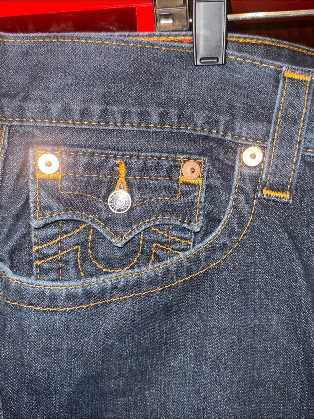 True Religion x Dark Wash Classic Straight Leg Jeans